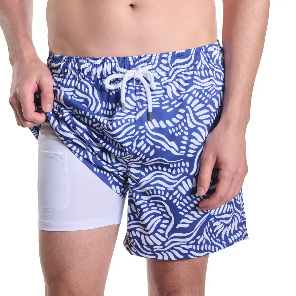 Men’s Premium Compression-Lined Hybrid Shorts – Salt Spray-Harbor and Surf