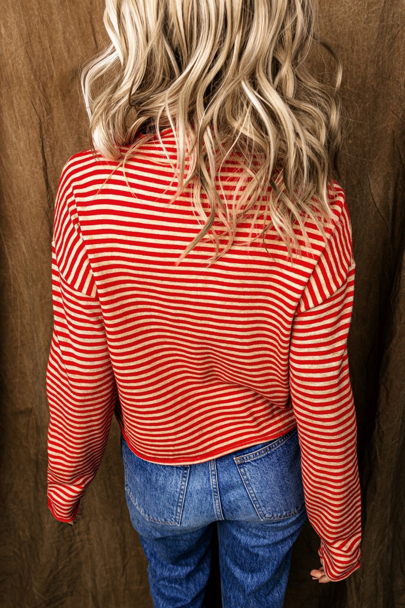 Stripe Button Collar Long Sleeve Knit Cardigan - Rustic Threads Farm