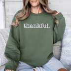 Thankful Minimalist Thanksgiving Autumn Fall Cozy Knit Cotton Premium Seasonal Warm Sweatshirt - Rustic Threads Farm