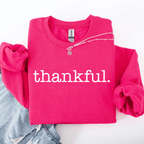Thankful Minimalist Thanksgiving Autumn Fall Cozy Knit Cotton Premium Seasonal Warm Sweatshirt - Rustic Threads Farm