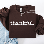 Thankful Minimalist Thanksgiving Autumn Fall Cozy Knit Cotton Premium Seasonal Warm Sweatshirt - Rustic Threads Farm