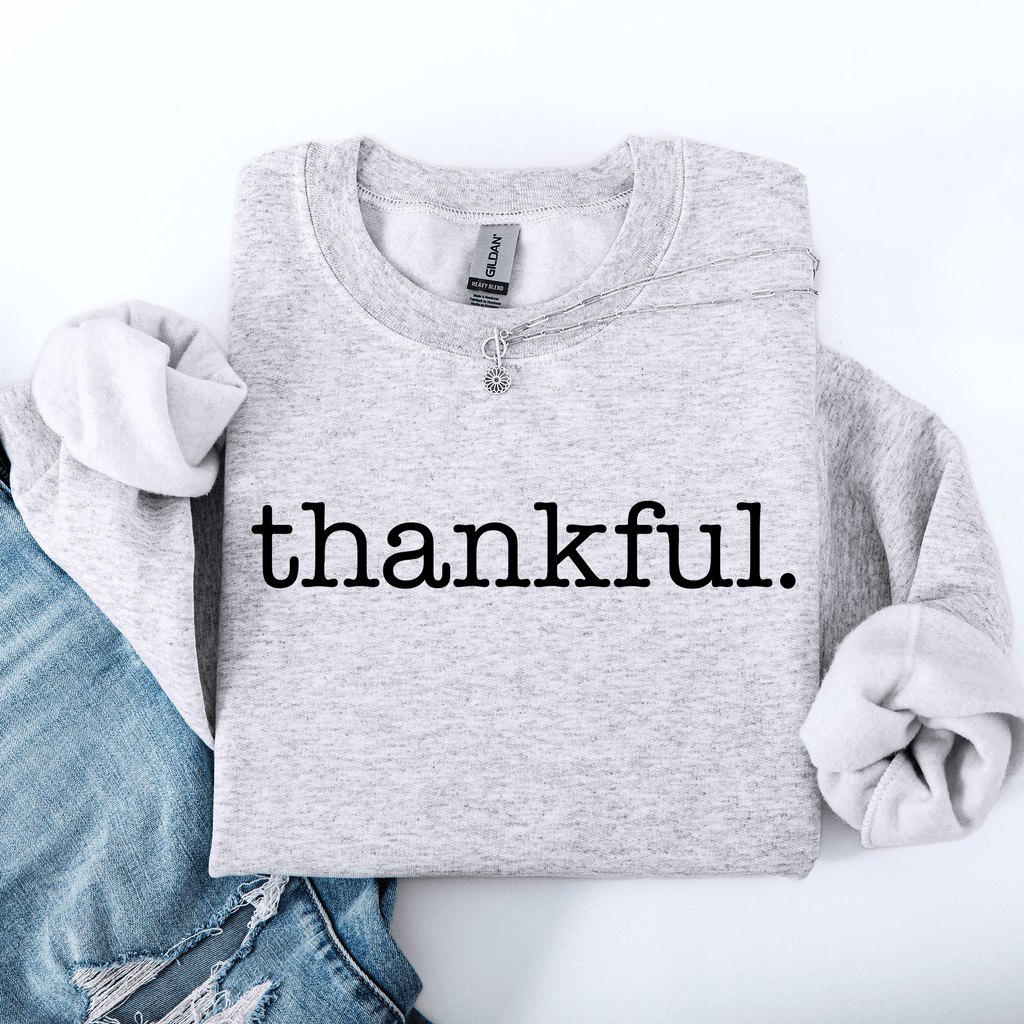 Thankful Minimalist Thanksgiving Autumn Fall Cozy Knit Cotton Premium Seasonal Warm Sweatshirt - Rustic Threads Farm