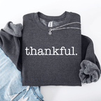 Thankful Minimalist Thanksgiving Autumn Fall Cozy Knit Cotton Premium Seasonal Warm Sweatshirt - Rustic Threads Farm