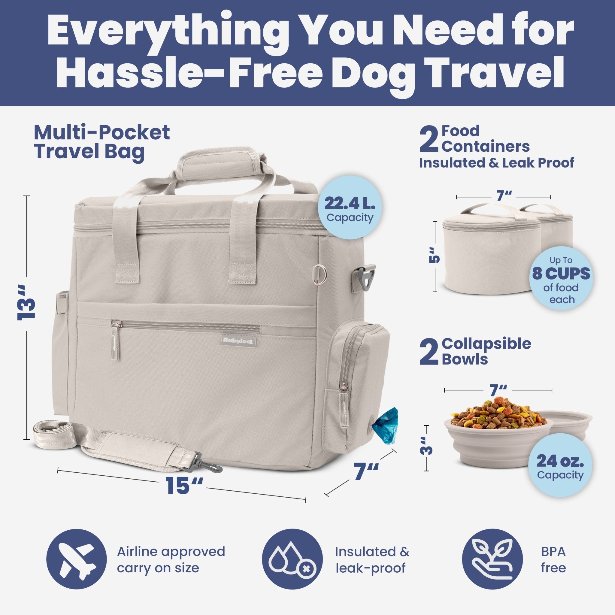 The Original Doggy Bag™ Dog Travel Bag for Supplies - Rustic Threads Farm