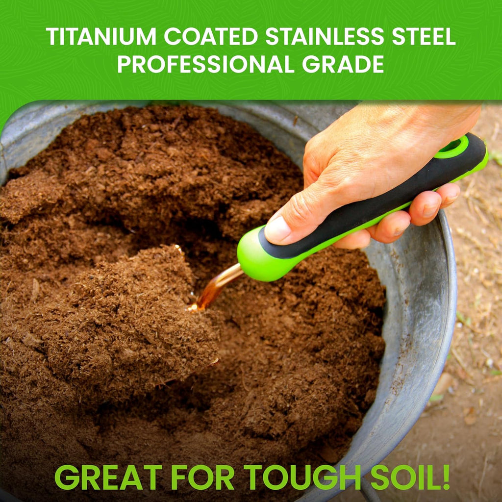 Titanium Garden Tool Set - Includes Hand Trowel Transplanter Cultivator - Rustic Threads Farm