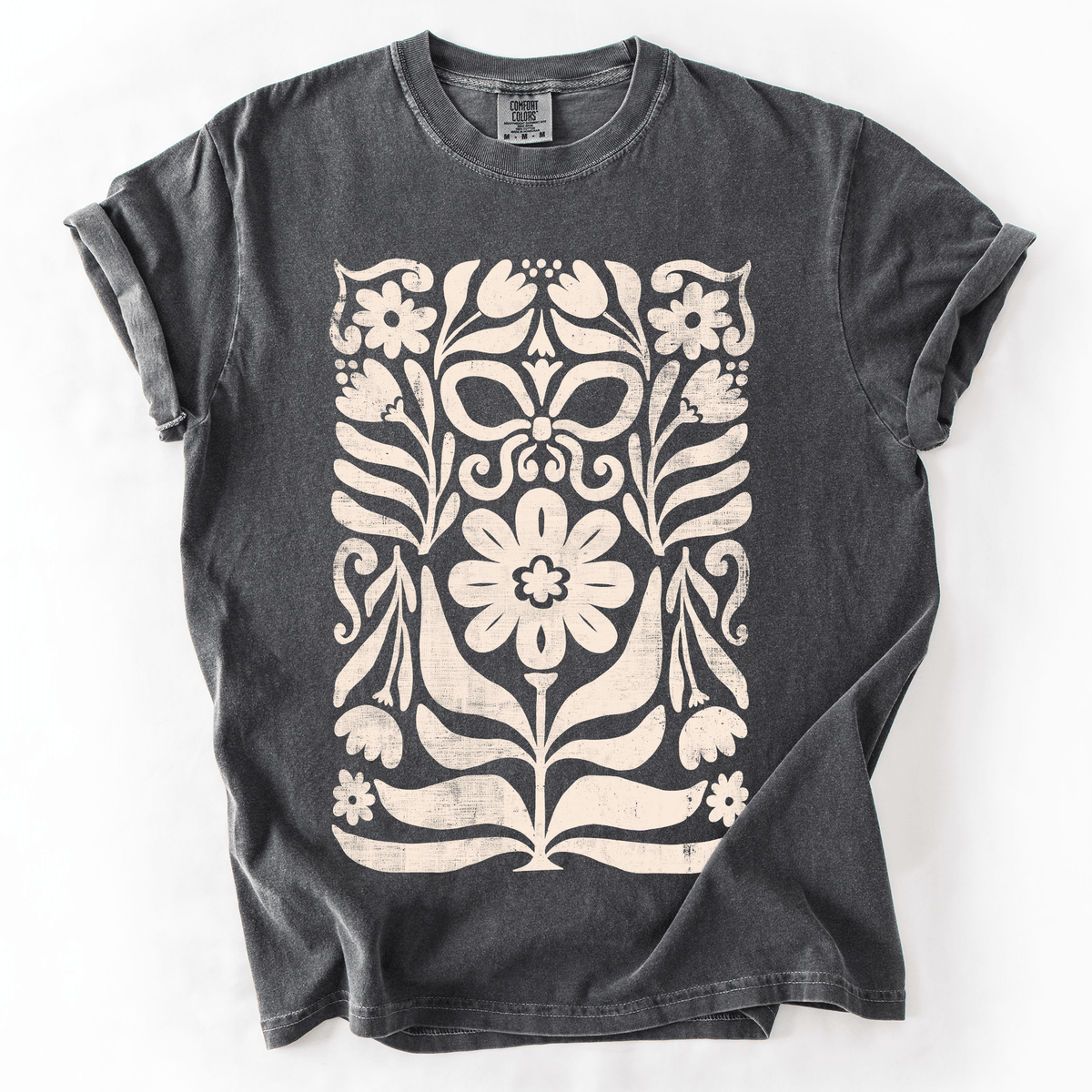 Vintage Folk Flower Pattern Watercolor Boho Nature Autumnal Design Comfort Colors Tee - Rustic Threads Farm
