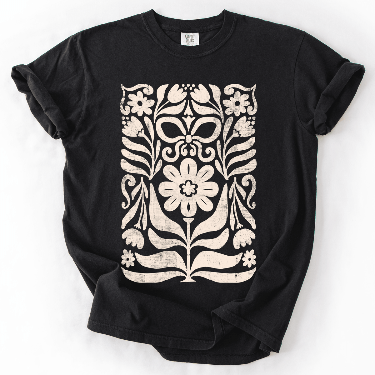 Vintage Folk Flower Pattern Watercolor Boho Nature Autumnal Design Comfort Colors Tee - Rustic Threads Farm