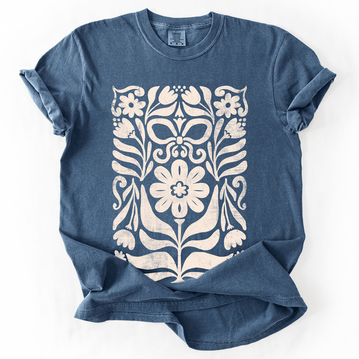 Vintage Folk Flower Pattern Watercolor Boho Nature Autumnal Design Comfort Colors Tee - Rustic Threads Farm