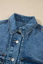 Western Studded Denim Buttoned Chest Pocket Jacket - Rustic Threads Farm